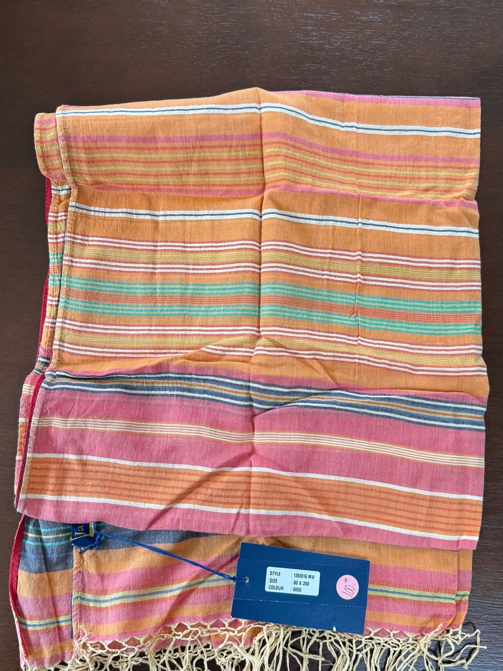 Jaipur Striped Scarf in Pink, Orange, Turquoise and Cream